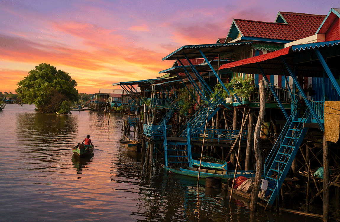 Cours de cuisine chez l’habitant et coucher du soleil sur le lac Tonlé Sap ( kompong pluk)